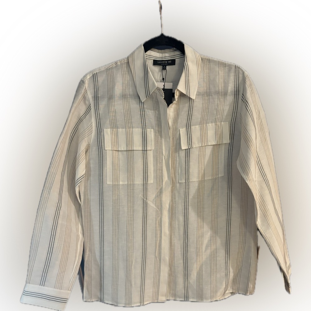 NWT - Lafayette 148 New York - Cloud Multi Button Up (S)